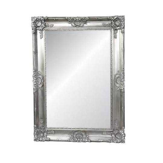 Ornate Bevelled Mirror - Antique Silver 220cm